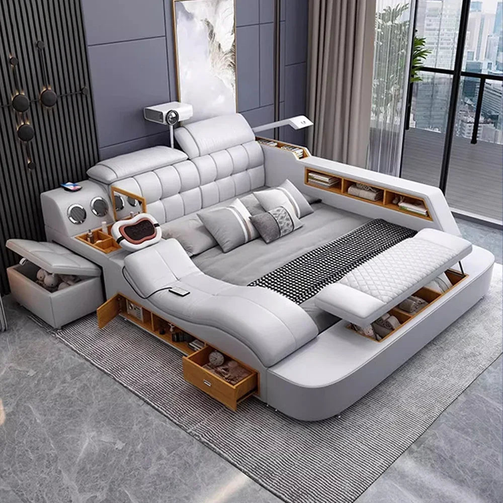 Luxus King Size Echtes Lederbett