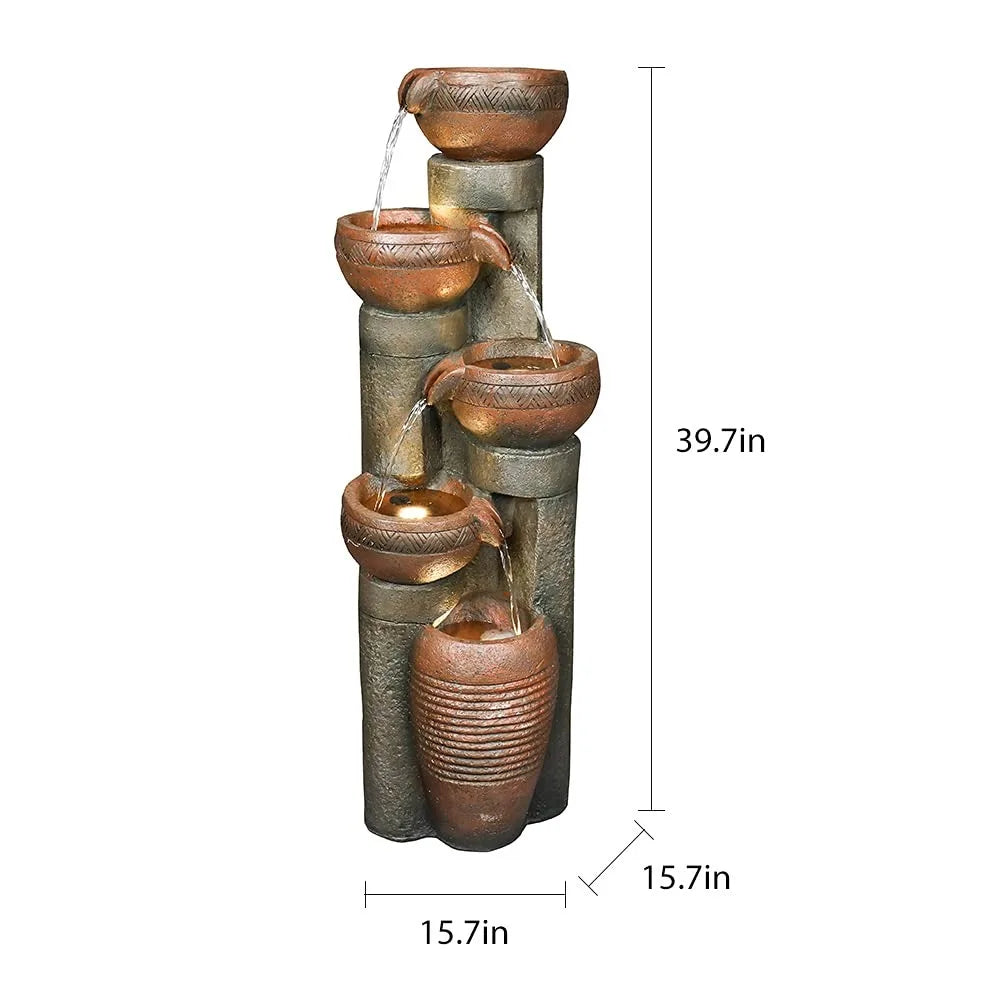 Entspannender 5-Tier Outdoor Gartenbrunnen
