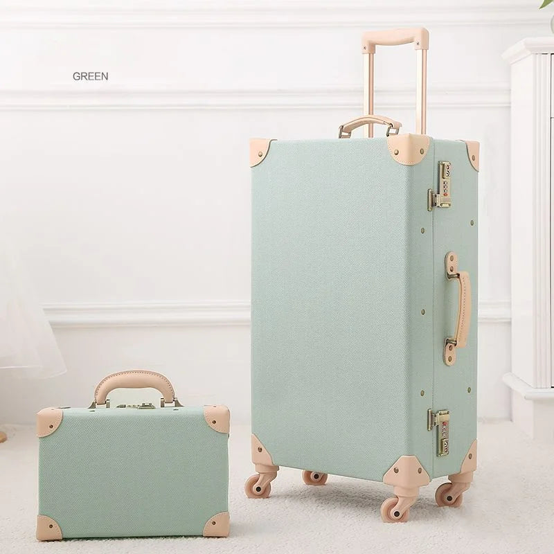 Retro Reisekoffer Set Studentenkoffer Fashion Trolley Tasche