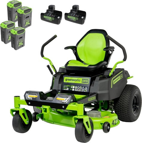 60V 42\" Akku-Rasenmäher mit Elektroantrieb (4) 8,0 Ah Batterien und (2) Dualport-Turbo-Ladegeräte