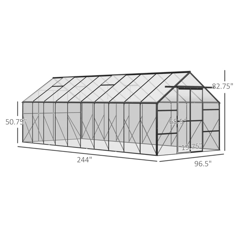 Geräumiges Aluminium Gewächshaus für Pflanzen