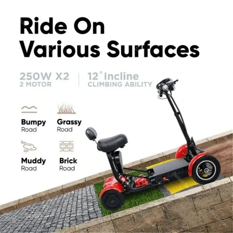 Faltbarer 4-Rad Mobilitätsroller mit Kindersitz