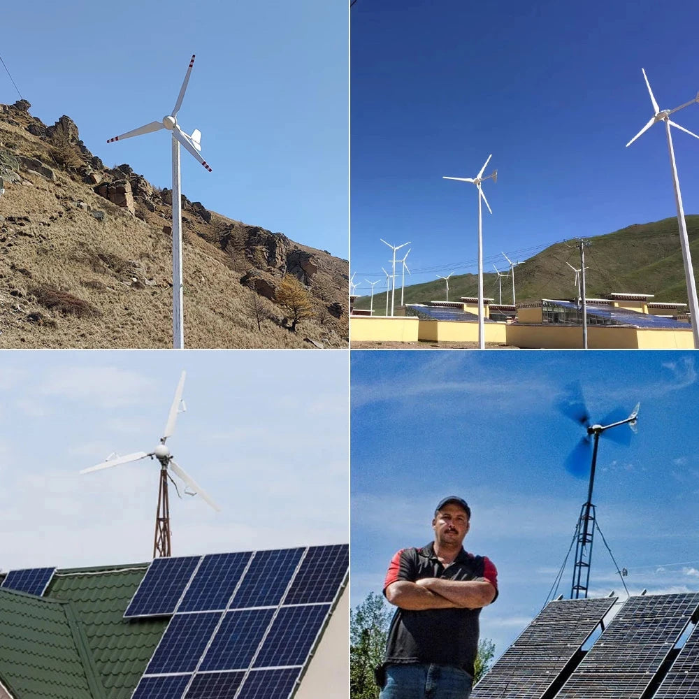 6000W 24V 48V Freie Energie Off Grid System Horizontal Home Wind Turbinen Windgenerator Leistung Windmühl Mit MPPT Controllerl