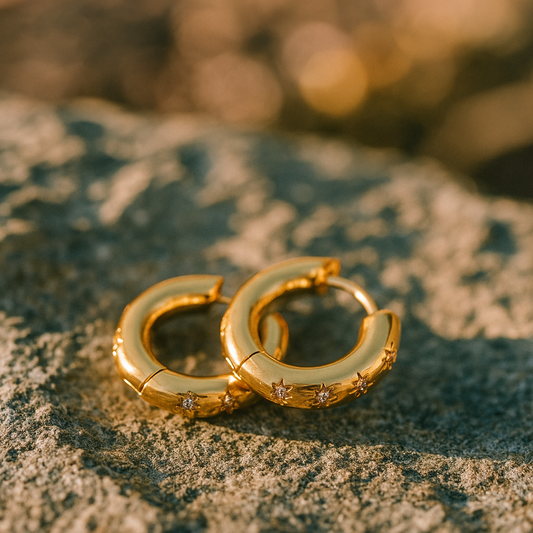 Creolen Gold mit Zirkonia Sternen