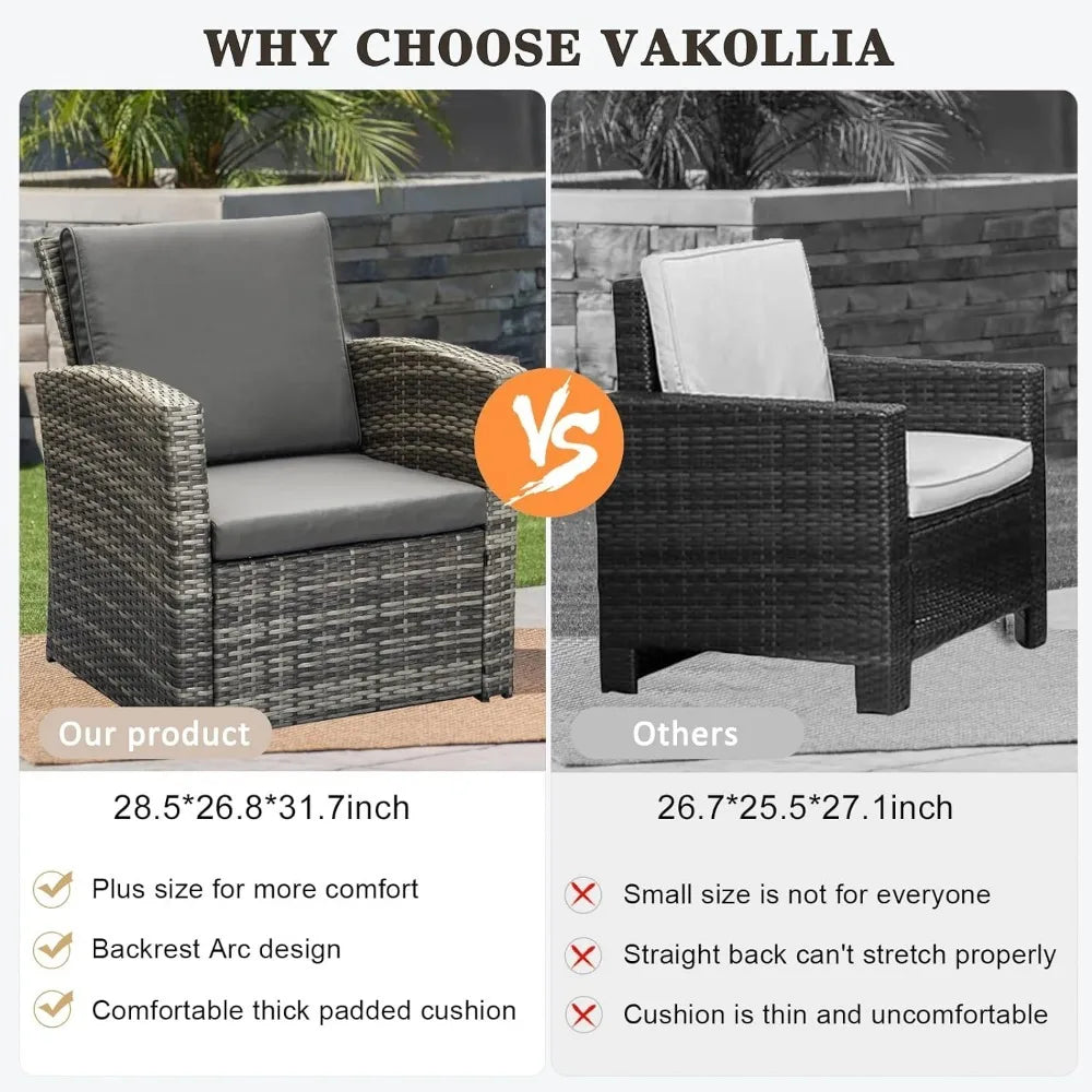 Garten Sofa Set, Wicker Rattan Set mit Tisch & Stuhl
