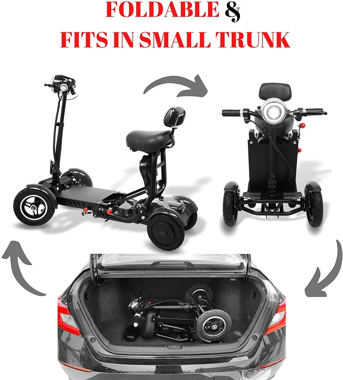 Faltbarer 4-Rad Mobilitätsroller mit Kindersitz