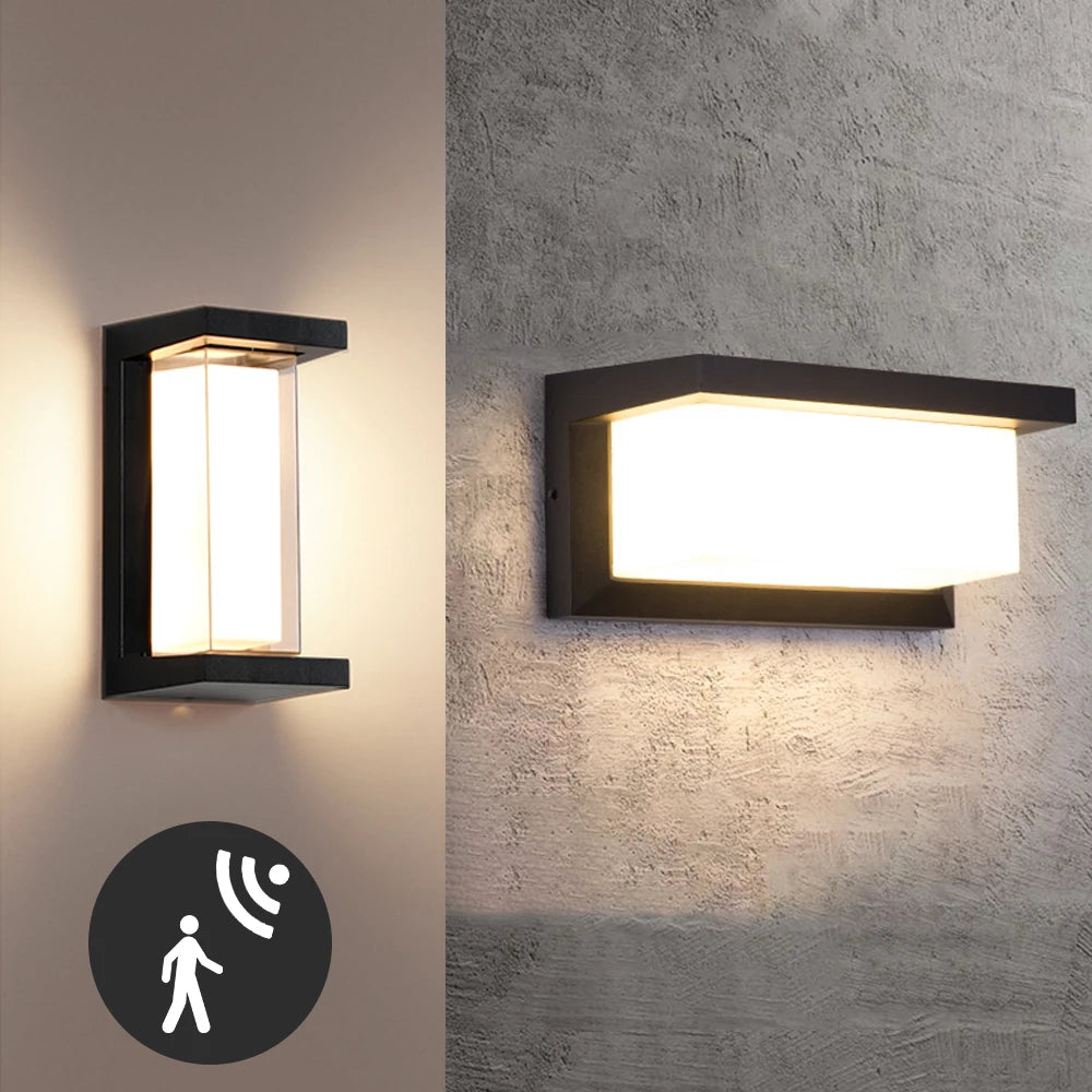 LED Außenwandleuchte Wasserdicht IP65 Radar Sensor Lichtquelle Oberflächenmontage Balkon Garten 12W 18W 30W Wandleuchte