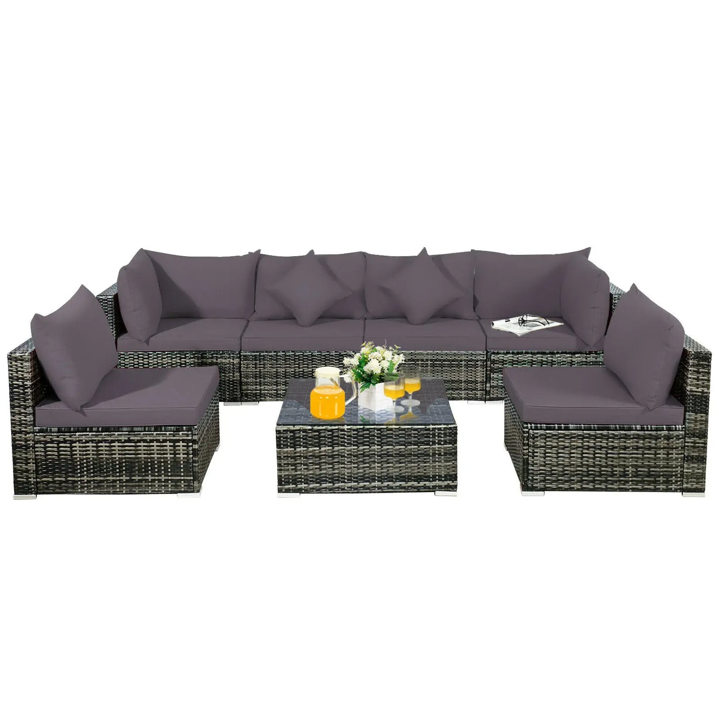 Patiojoy 7-teiliges Patio Rattan Möbelset