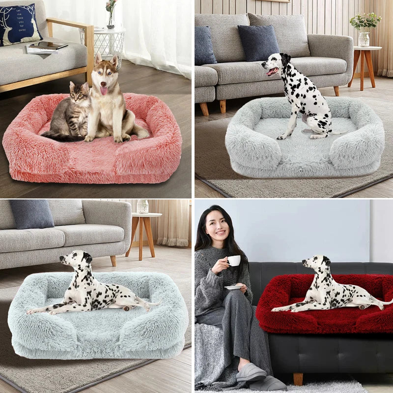 Neues Großes Hundebett Plüsch Haustierbett Winter Dickes Pad Hundeschlafbett , Abnehmbares Pad Hund Kleines Großes Hundesquare-Kennel