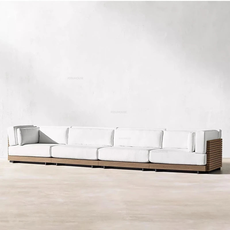 Nordisches Massivholz Villa Set Patio Sofa Luxuriöse Gartenmöbel - Wetterschutz und Sonnenschutz