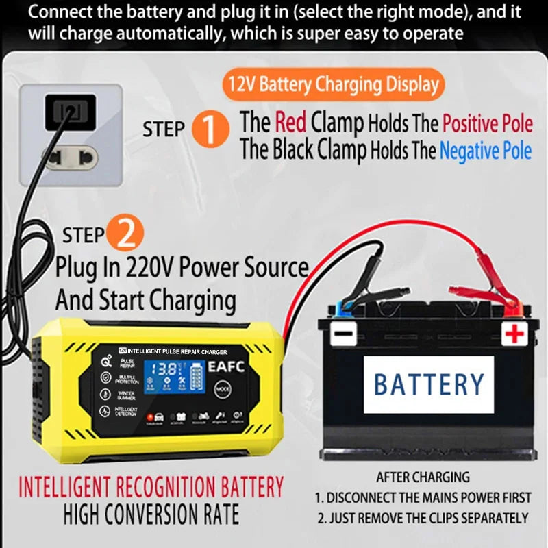 6A Kfz Batterieladegerät 12V Smart Repair LCD Display