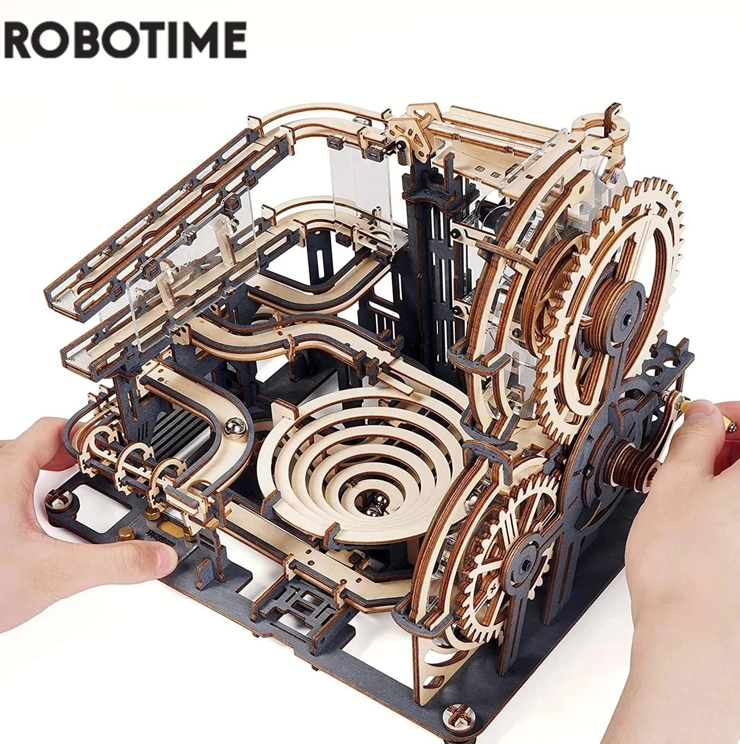 Robotime Rokr Kugelbahn Set 3D Holzpuzzle DIY Modellbausatz Geschenk für Teenager Erwachsene