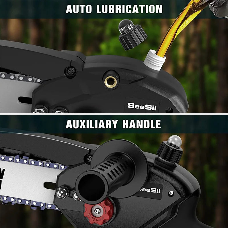 SEESII 8 Zoll Brushless Kettensäge Mit Akku 1500W Tragbare Akku-Kettensäge Garten Ast Baum Beschneiden Elektrowerkzeuge
