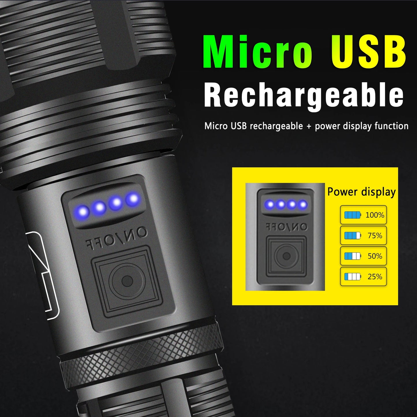 XHP70 LED Taschenlampe USB Wiederaufladbar 18650 Batterie