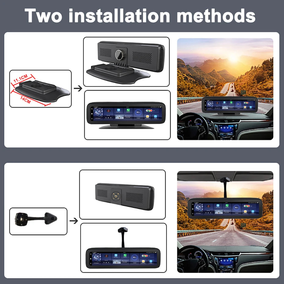 12 Zoll 4-Kanal Linse Dash Cam Auto Video Recorder Android 8.1 GPS 2GB RAM 32GB ROM