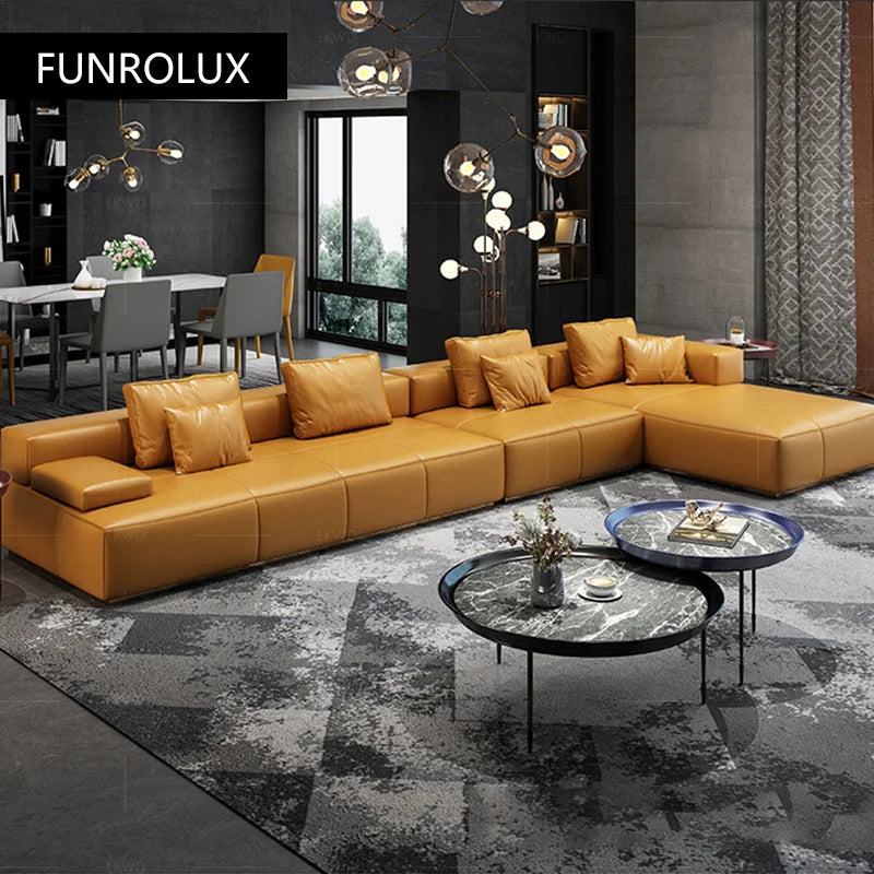 Exklusive Light Luxury Leder Wohnkombination