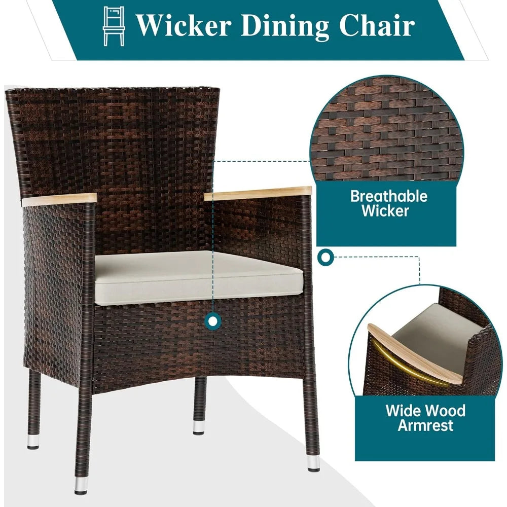 7-teiliges Gartenmöbel-Set aus Rattan, Modernes Design, Outdoor Tisch und Stühle