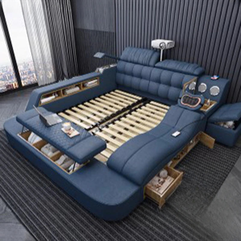 Luxus Doppelbett Nordische König Aesthetische Multifunktions Smart Modern Doppelbettgestell