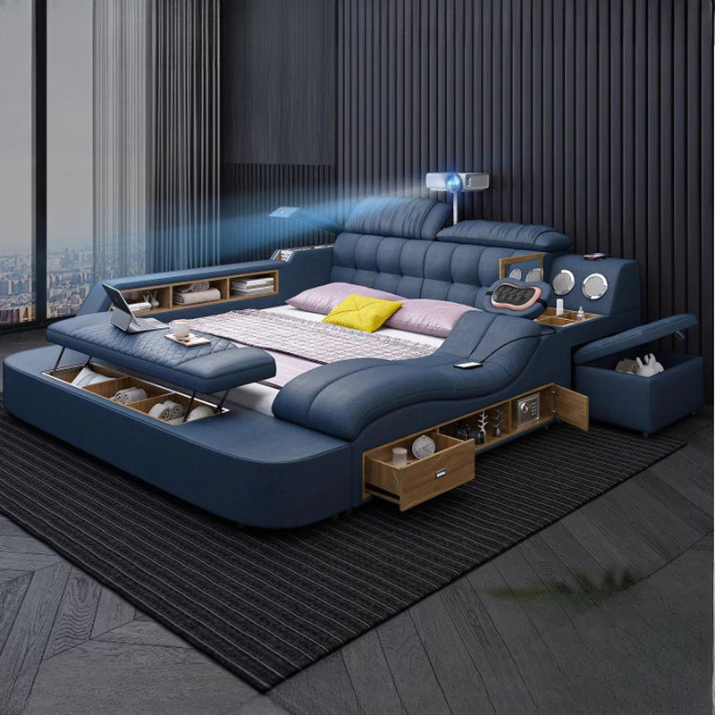 Luxus Doppelbett Nordische König Aesthetische Multifunktions Smart Modern Doppelbettgestell