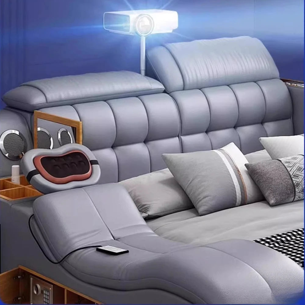 Luxus King Size Echtes Lederbett