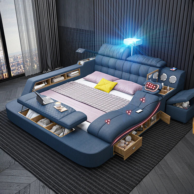 Luxus Doppelbett Nordische König Aesthetische Multifunktions Smart Modern Doppelbettgestell