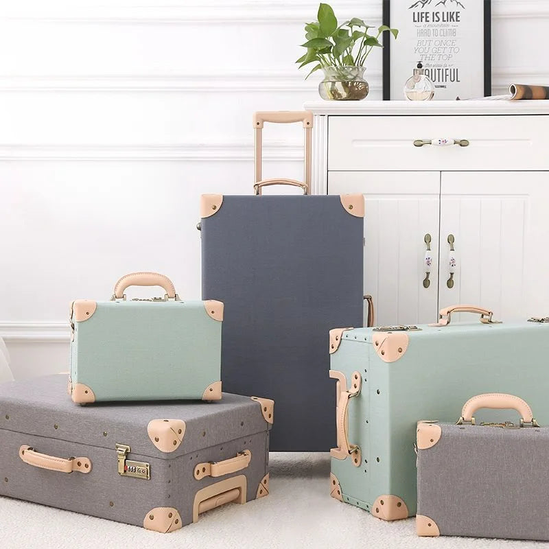 Retro Reisekoffer Set Studentenkoffer Fashion Trolley Tasche