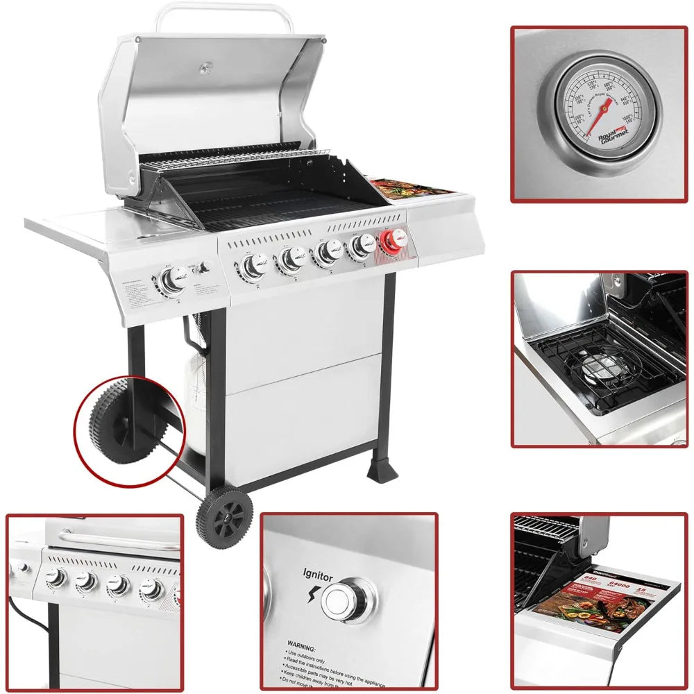 Hochleistungs-Edelstahl-Gasgrill mit 5 Brennern