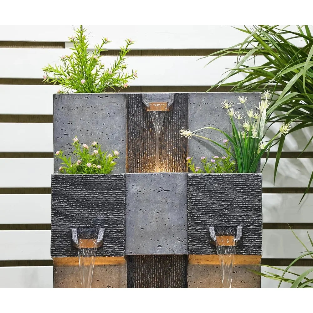 Moderne 3-stöckige Gartenfontäne mit Lichtern