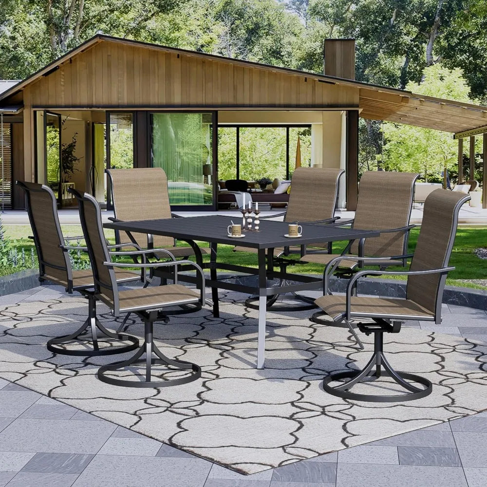 Patio Esstisch für 6 Personen, mit Schirmloch, Schwarz
