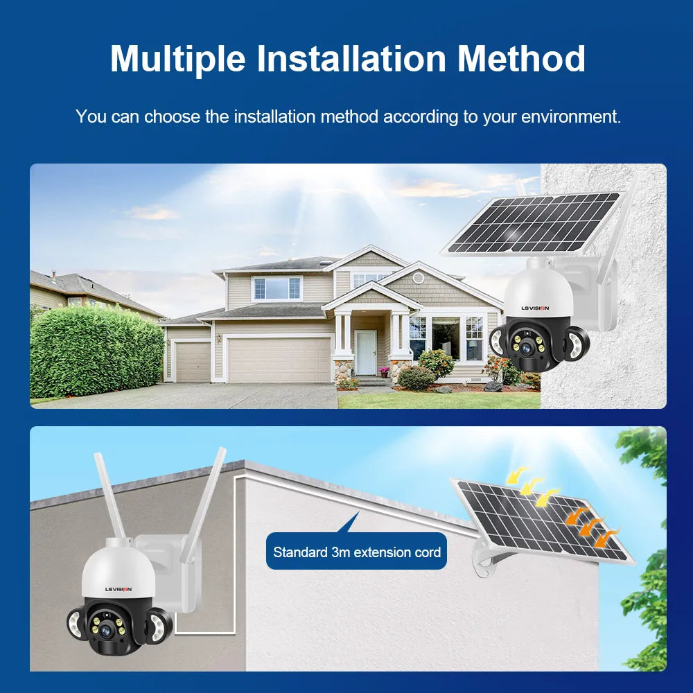 LS VISION Solar 4G Kamera mit 360° PTZ, WLAN, solarbetrieben