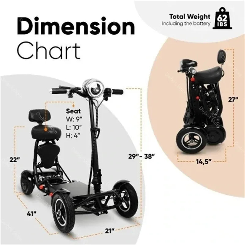 Faltbarer 4-Rad Mobilitätsroller mit Kindersitz