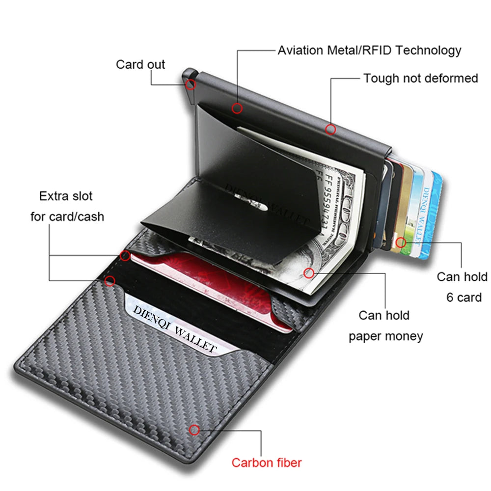 Carbon Fiber Slim Aluminium RFID Wallet