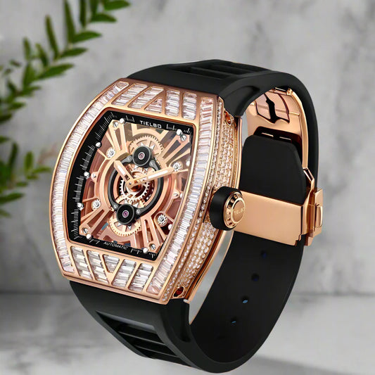 TIELBO sapphire luminous hands crystal hollow design mechanical watch