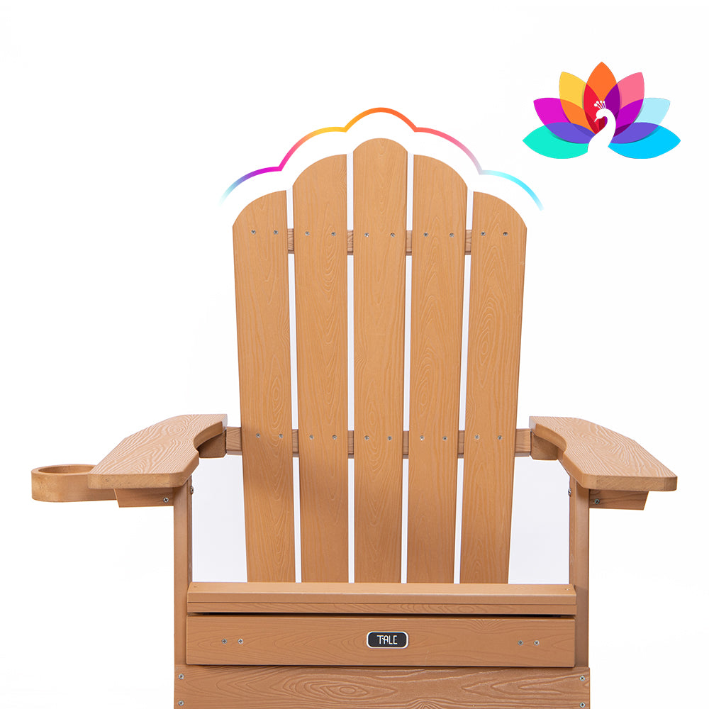 TALE Klappbarer Adirondack-Stuhl mit ausziehbarem Ottomanen und Becherhalter