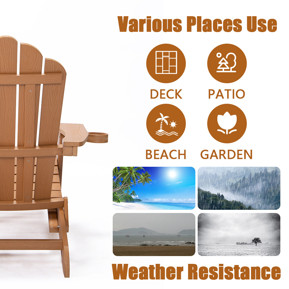 TALE Klappbarer Adirondack-Stuhl mit ausziehbarem Ottomanen und Becherhalter