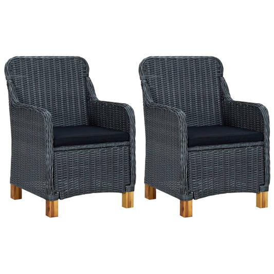 Gartenstühle 2er Set mit Kissen - Polyrattan Outdoor Stühle