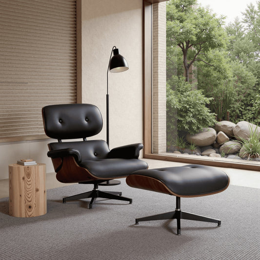 Luxuriöser Relaxsessel mit Ottoman – Zeitloses Mid-Century-Design