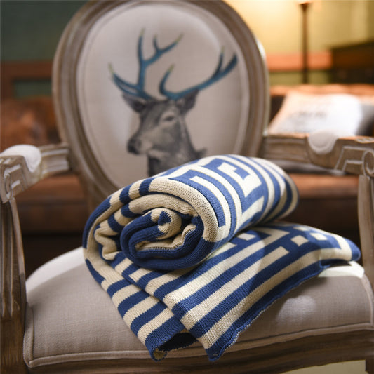 Nordic Key Pattern Knitted Line End Bed Flag Blanket