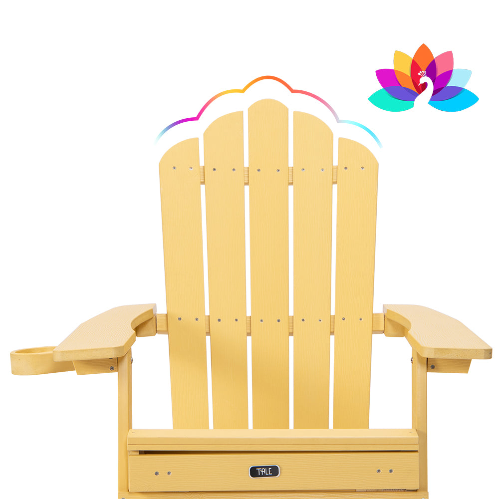 TALE Klappbarer Adirondack-Stuhl mit ausziehbarem Ottomanen und Becherhalter