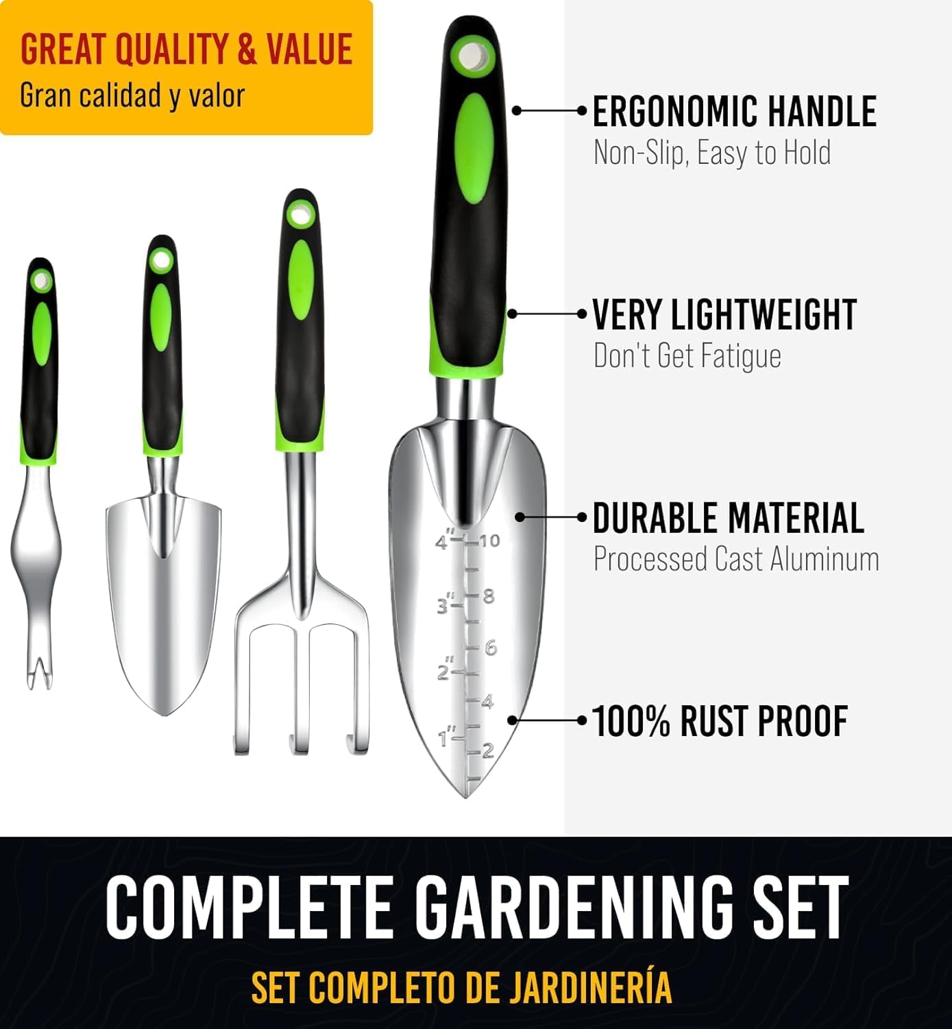 Premiumes Gartenwerkzeug Set - Rostfrei, Ergonomisch, 9-teilig