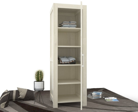 NATURA Kleiderschrank 1-Türig mit Regale Massivholz