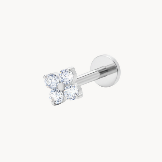 Titan Labret mit Innengewinde 4er Kristallblume