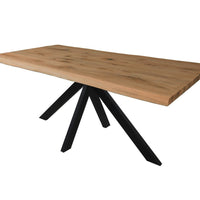 Esstisch Vigo Spider Gestell Eiche wildeiche massiv mit Baumkante geölt