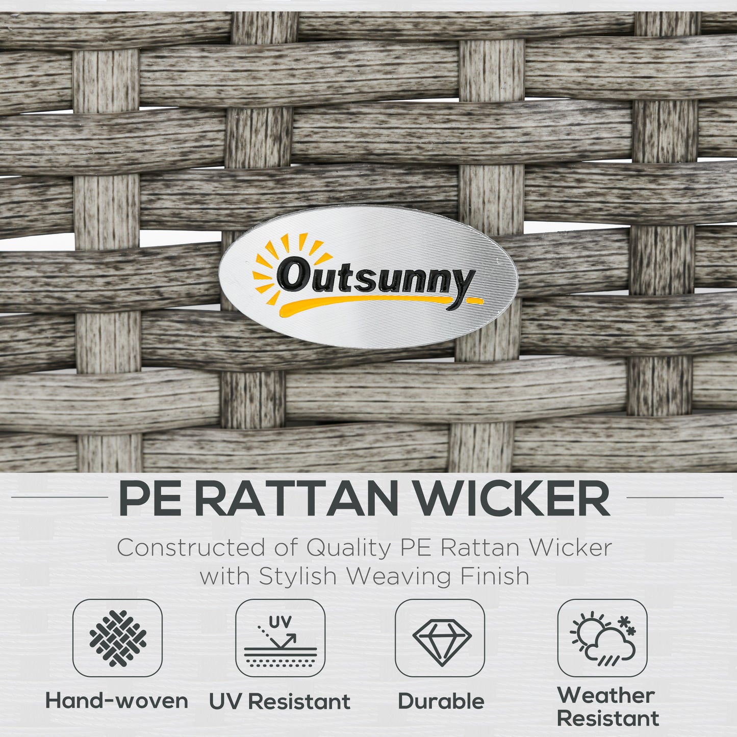 Polyrattan Gartenmöbel Set 6-teilig Hellgrau - 3-Sitzer Sofa, 2 Sessel, 2 Hocker, Glastisch