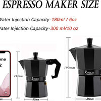 Stovetop Espresso Maker Espresso Cup Moka Pot Classic Cafe Maker Percolator Coffee Maker Italian Espresso for Gas or Electric Aluminum Black Gift package with 2 cups Amazon Platform Banned