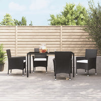 Gartenstühle 4er-Set mit Kissen – Poly-Rattan Schwarz