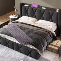 Polsterbett 160x200 mit USB, 4 Schubladen &amp; Matratze – Ihr Komplettpaket für modernen Schlafkomfort