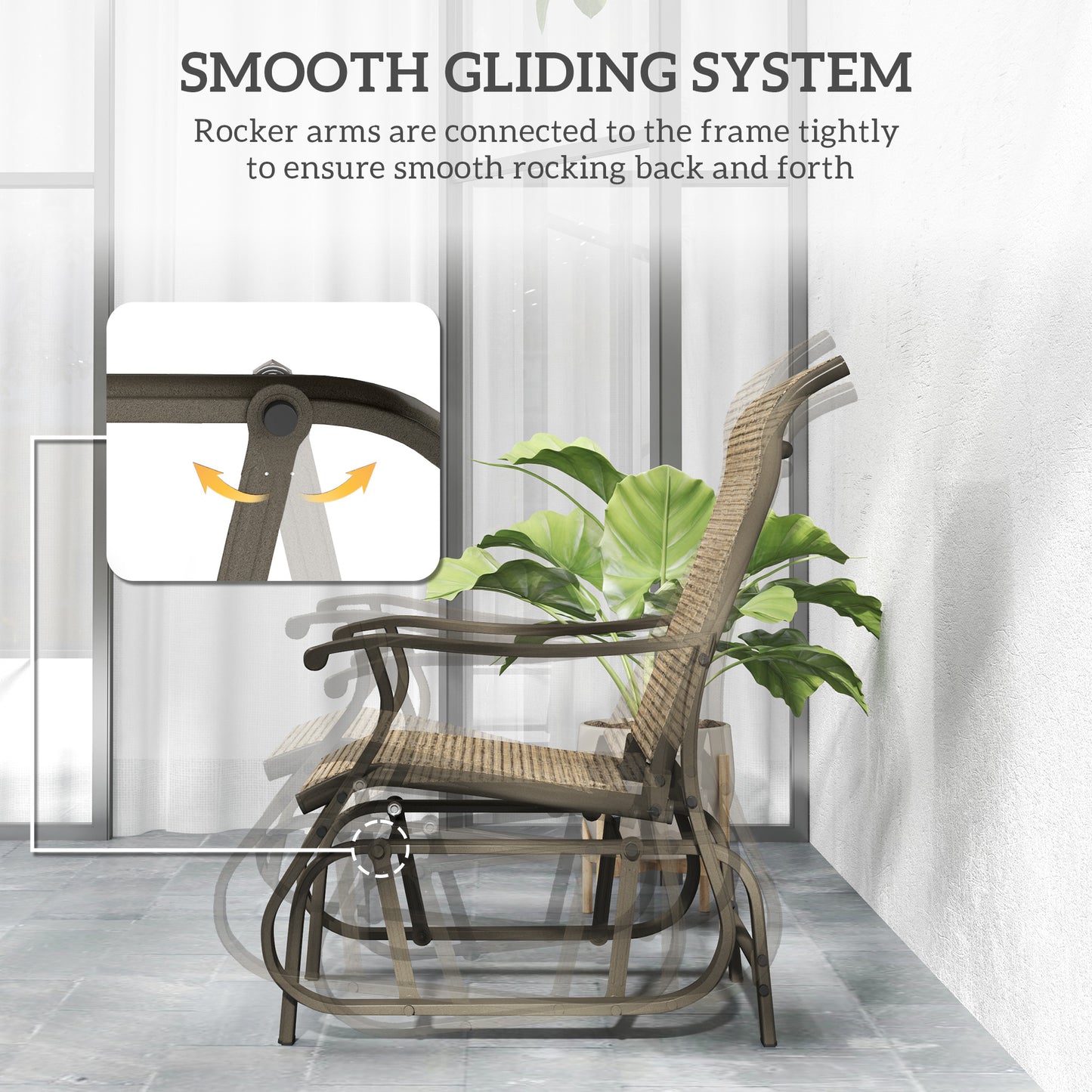 Glider Schaukelstuhl - Gartenschaukel mit Mesh-Sitz