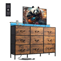 TV Lowboard 120cm mit LED Beleuchtung - TV Board bis 55 Zoll mit Ladestation