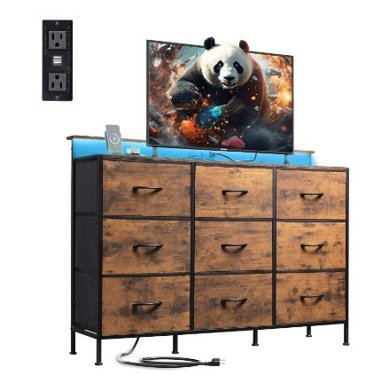 TV Lowboard 120cm mit LED Beleuchtung - TV Board bis 55 Zoll mit Ladestation